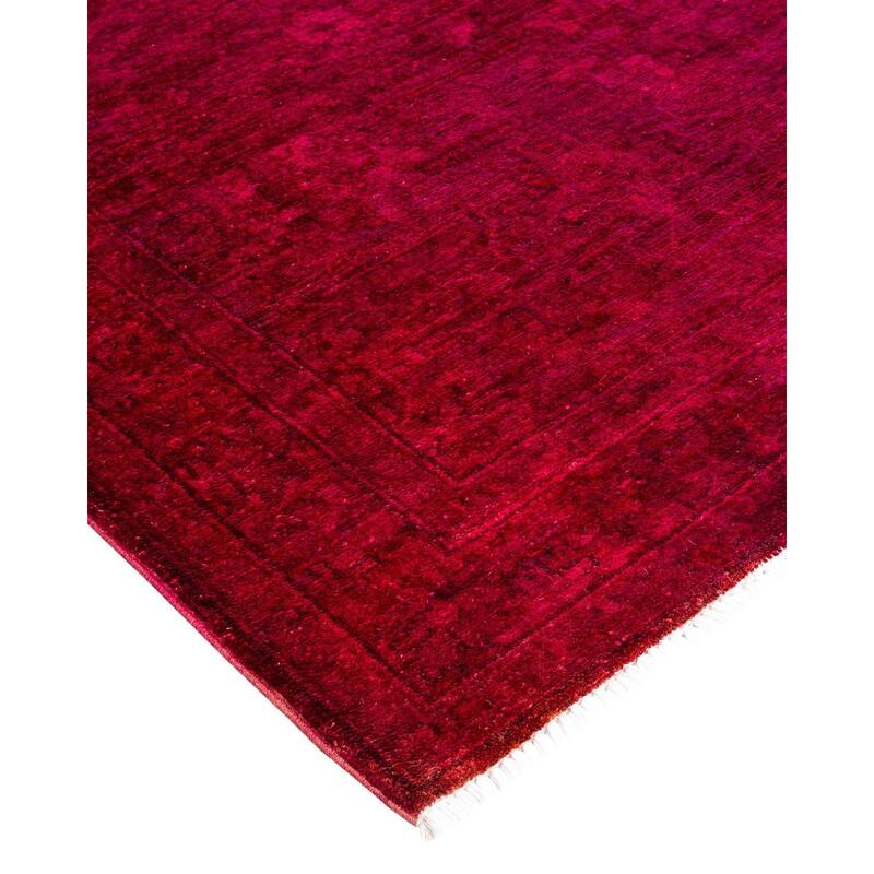 Overton Hand Knotted Wool Vintage Inspired Modern Contemporary Overdyed Red Runner Rug - 2' 9" x 17' 7"