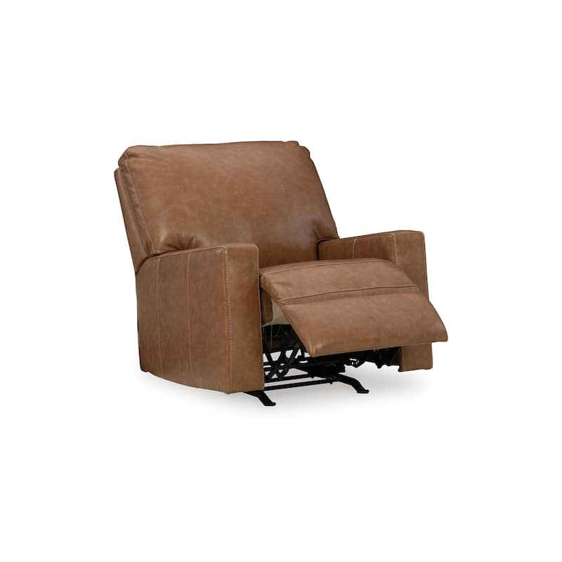 Miller Manual Recliner Chair, Pull Tab, Caramel Brown Real Leather
