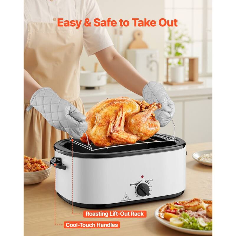Black-Silver 26QT Electric Roaster Oven with Self-Basting Lid and Rack - 23.23 x 15.67 x 13.58 inch