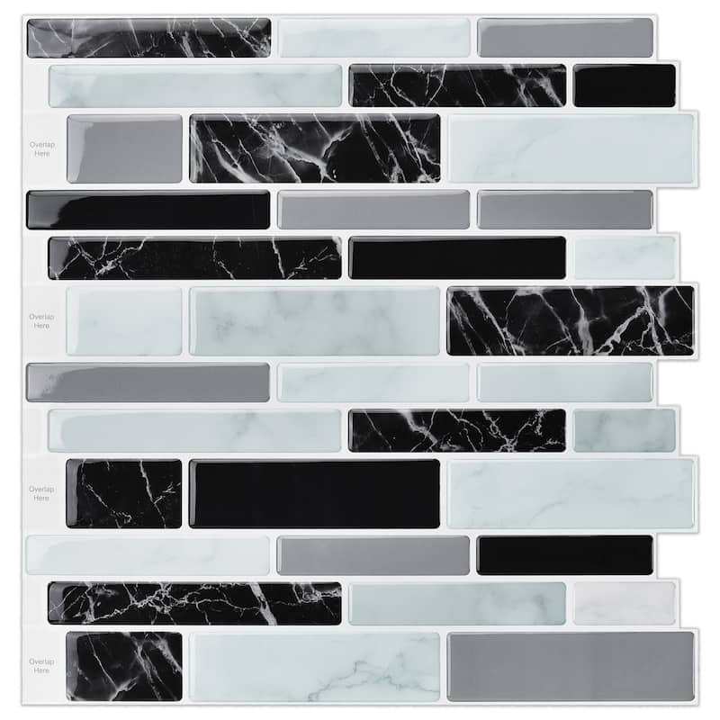 Art3d 12"x12" Vinyl Peel and Stick Backsplash Tile Marble Look(10-Pack)