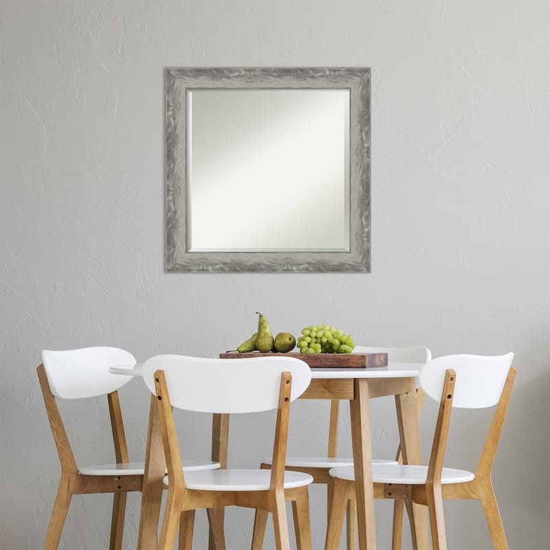 Beveled Wall Mirror - Waveline Silver Narrow Frame - Waveline Silver Narrow