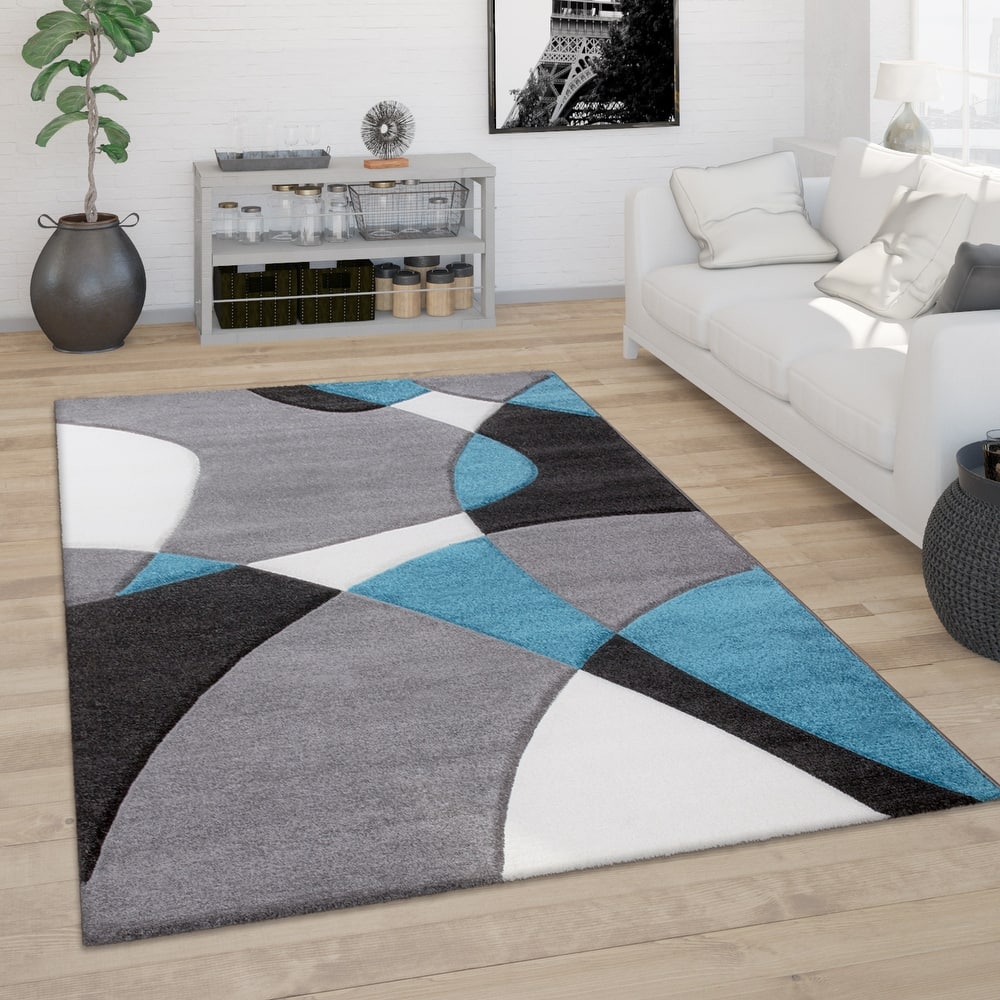 Modern Area Rug Abstract Geometric Pattern with Contour Cut