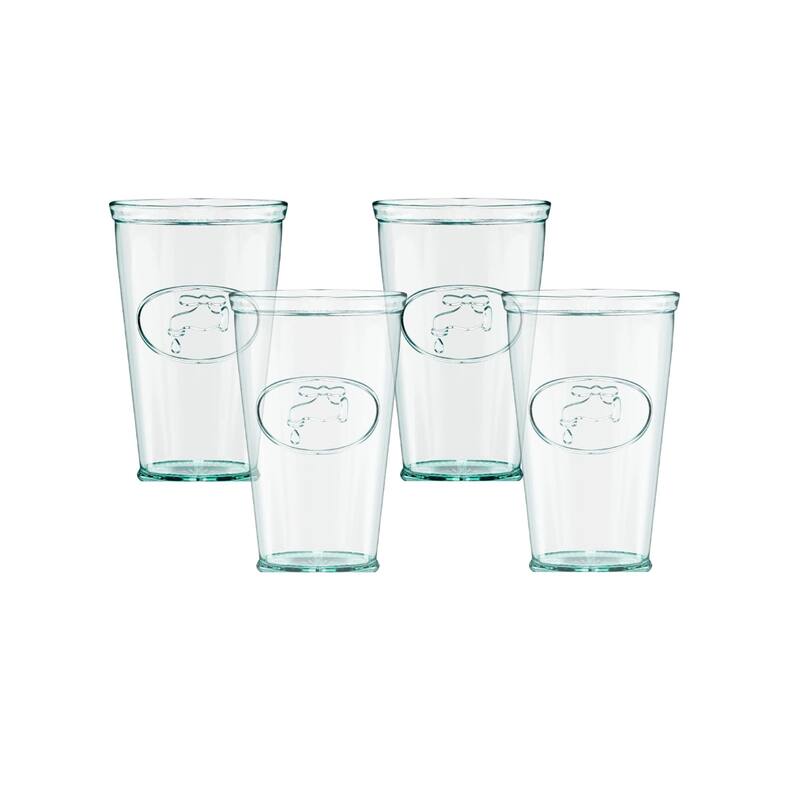 Amici Home Set of 4 Water Tap Collection Drinking Glassees - 16 oz - 16 oz - Clear Green