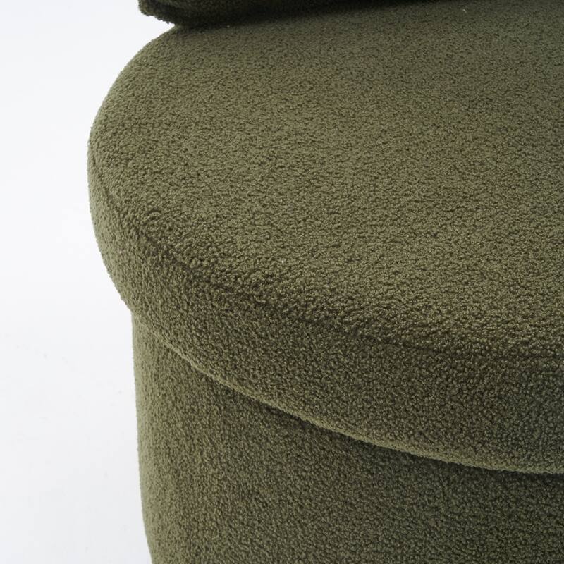 Teddy Fabric Swivel Storage Chair With Back Cushion