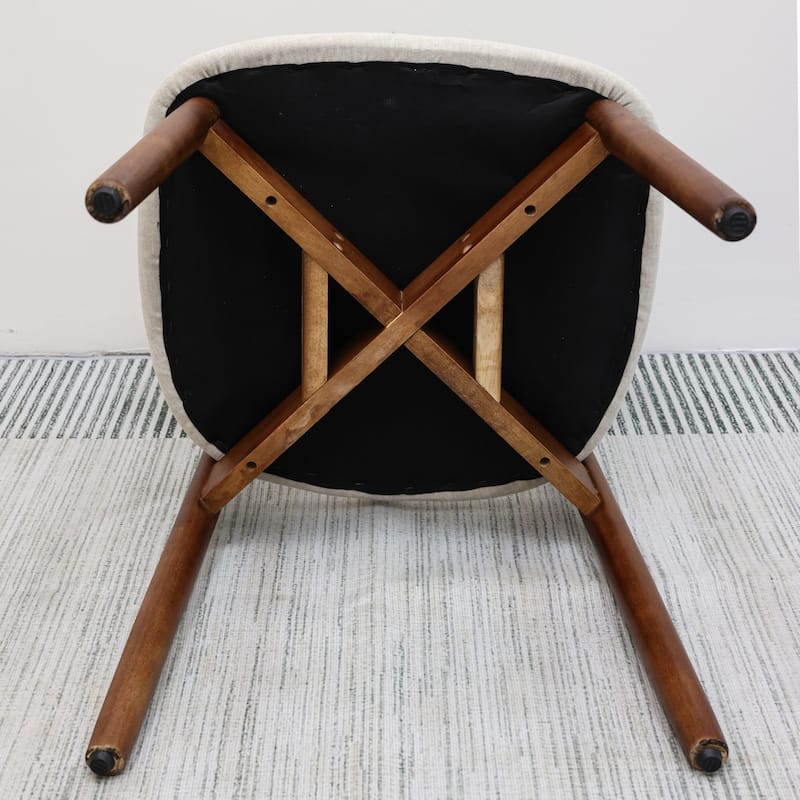 Flannelette Upholstered Dining Chair with Walnut Solid Wood Legs, Armless Chair Set of 2 for Kitchen, Restaurant, Living