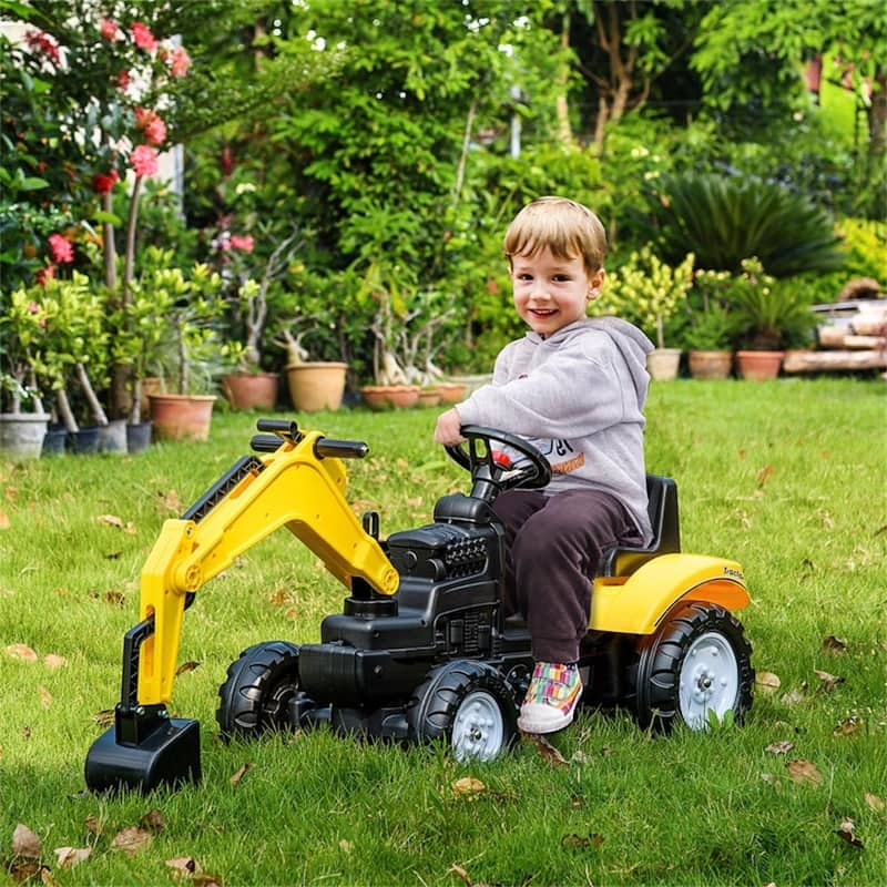 Kids Ride-On Construction Digger Truck with Working Horn and Liftable Arm Perfect for 3-6 Years Old - 42.25" L x 16.5" D x 28" H