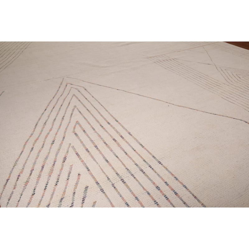 Earth Tone Moroccan Large Modern Area Rug Handmade Wool Carpet - 11'11"x 18'8"