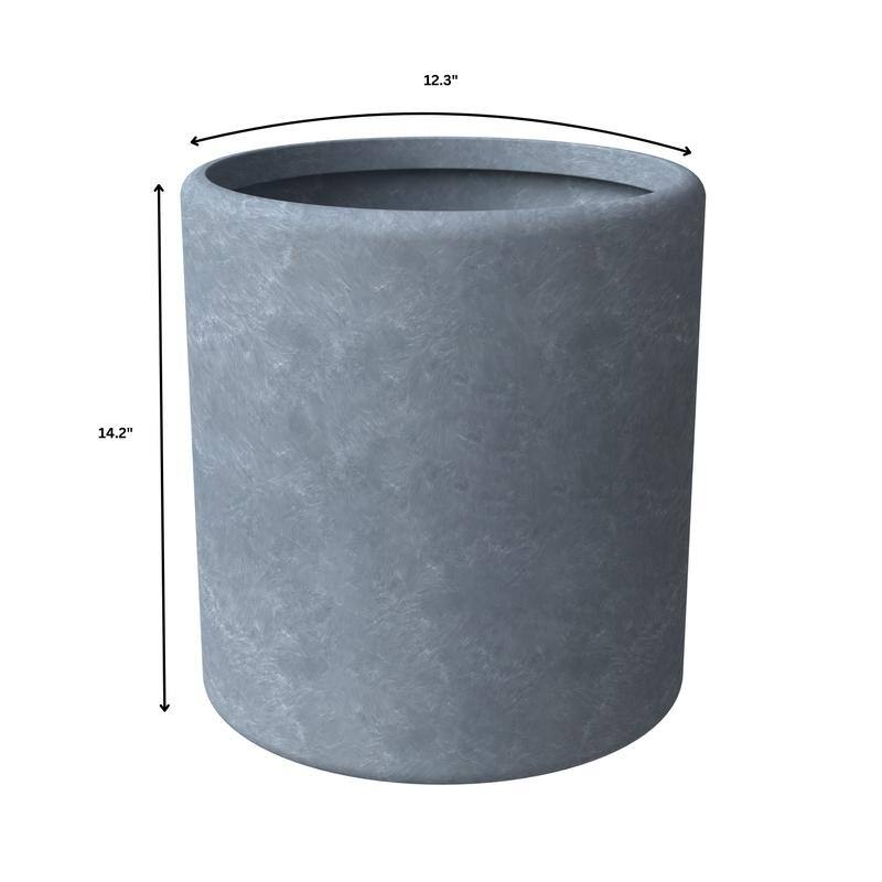 Tundra Series Round Fiberstone Planter - Modern 14"-30" Large Pot with Drainage - All-Weather Indoor/Outdoor Garden Planter