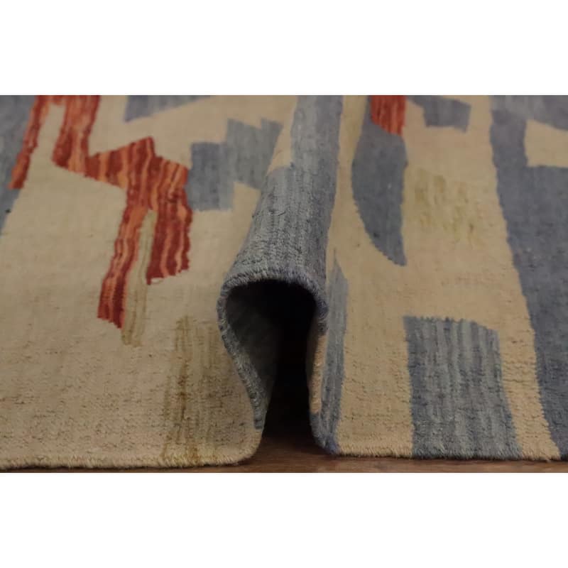 Hand Woven Oriental 100% Wool Carpet Southwestern Modern Multi-Colored Kilim Area Rug - 11' 9'' X 9' 4''
