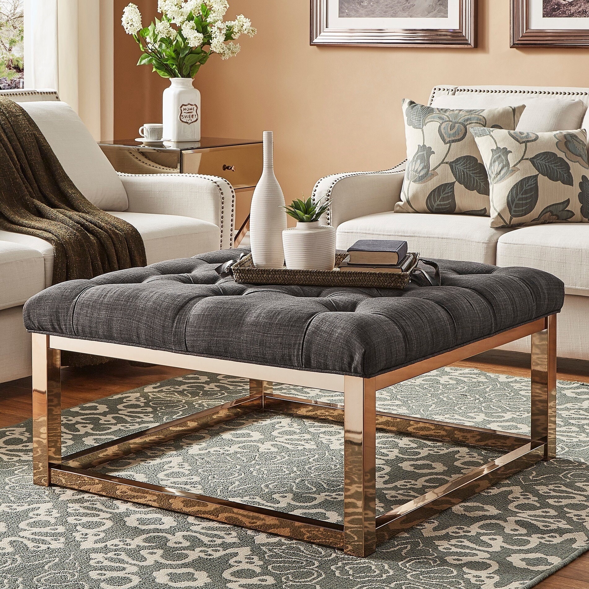 Large gold sale ottoman