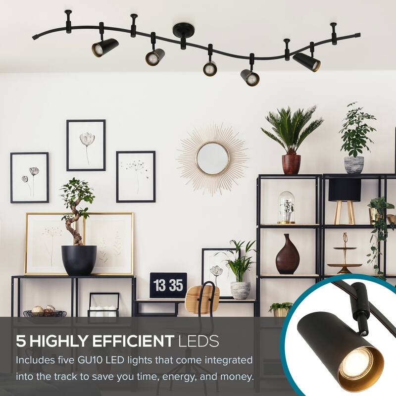 Catalina Lunar 5-Light LED Flex Track - Black & Gold