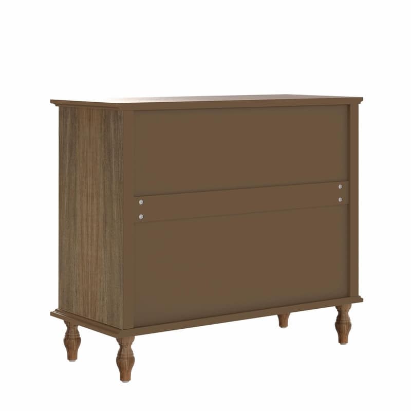 Large 4-Drawer Wood Dresser with Solid Wood Feet, Brown Finish & Metal Knobs, Antique Storage Chest