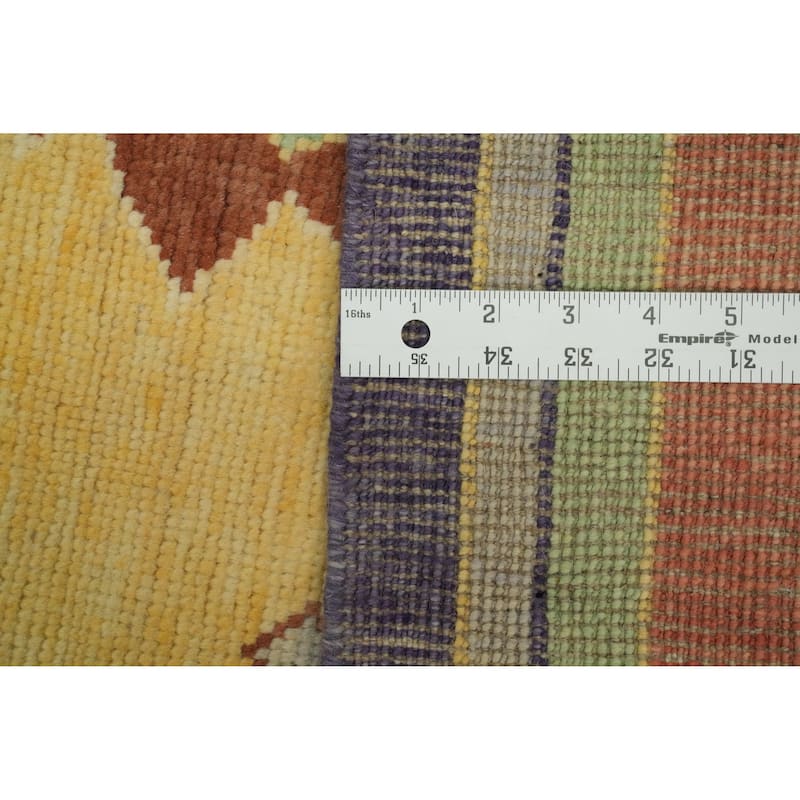 Vegetable Dye Wool Oushak Turkish Area Rug, Geometric Carpet - 12' 8'' X 10' 1''