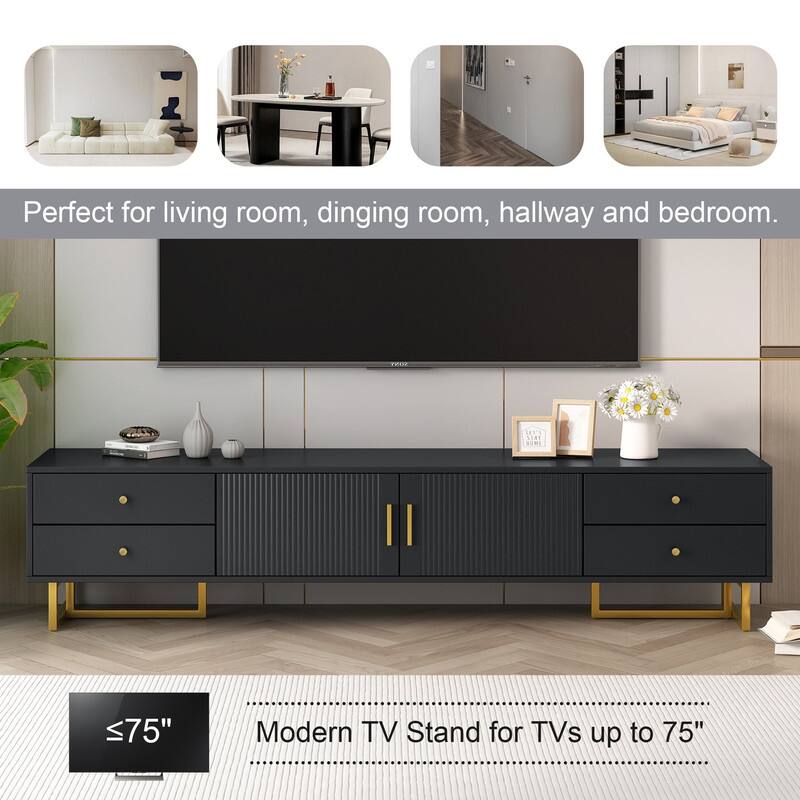 TV Stand for 65+ Inch TV, Entertainment Center TV Media Console Table, Modern TV Stand with Storage