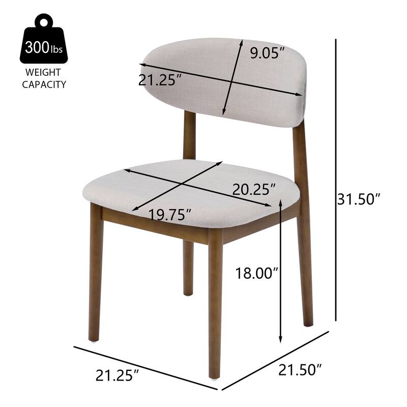 Christopher Knight Home - Draven Upholstered Side Chairs with Walnut wood frame and Curved Back（Set of 2）