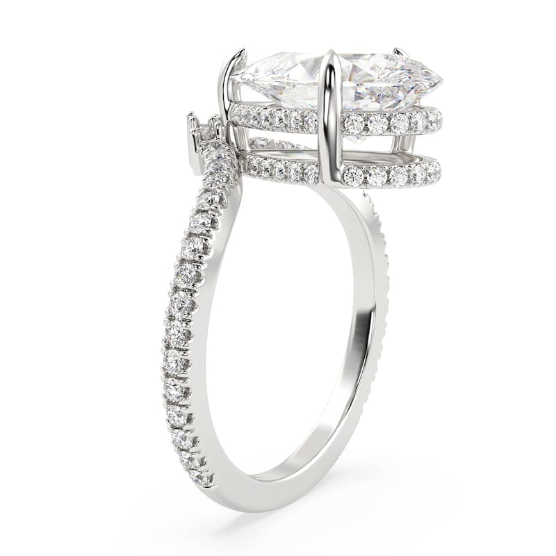 Auriya 14k Gold 5 1/2ctw Pear-Shaped Chevron Double Hidden Halo Diamond Engagement Ring (F-G VS)