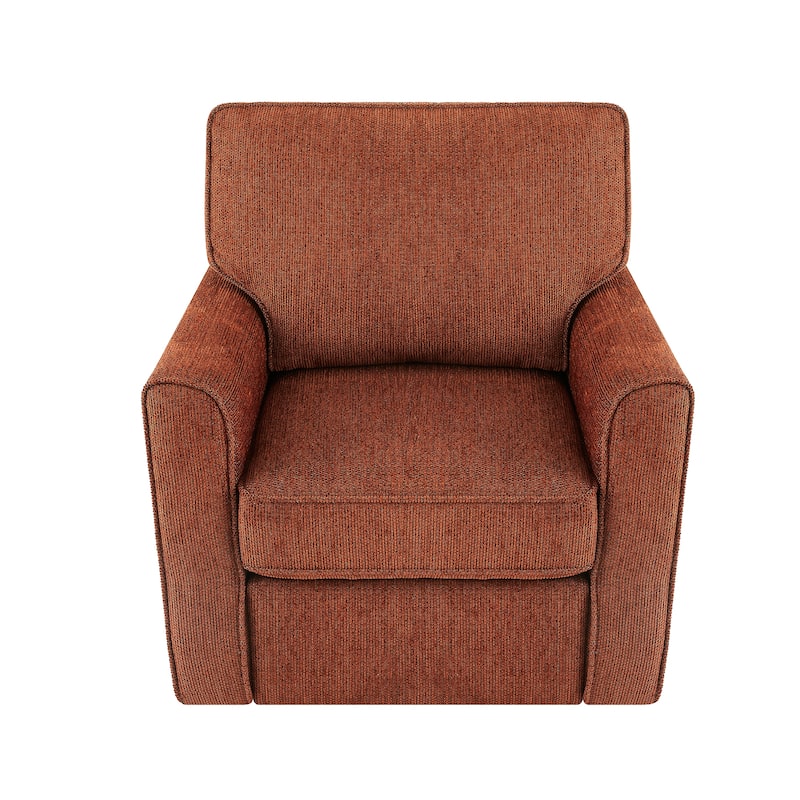 Chenille 360° Swivel Barrel Chair with Side Pockets, Ergonomic Support, and Removable Cushions