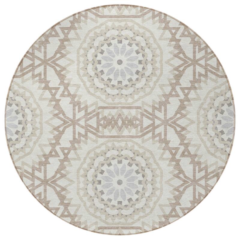 HomeRoots Floral Medallion Transitional Rectangle Outdoor Rug