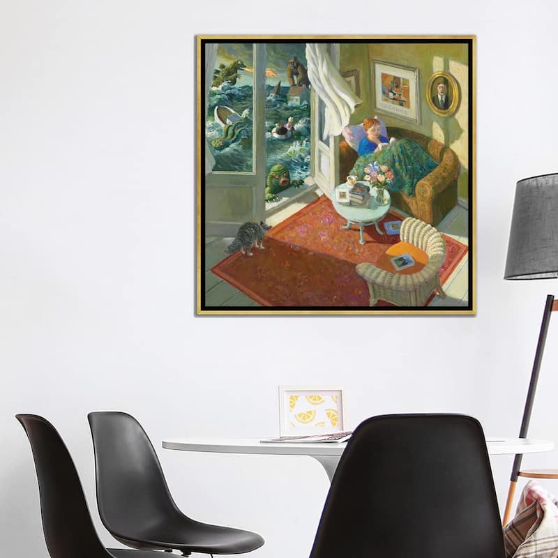 iCanvas "Rather Read" by Michael Sowa Framed Canvas Print