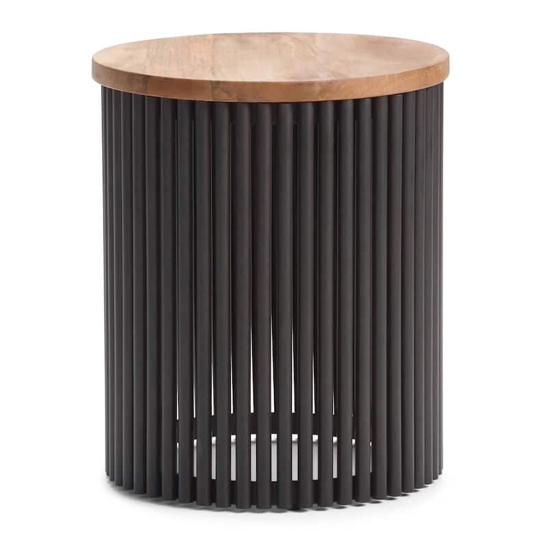 WYNDENHALL Karl 18 inch Wide Solid Mango & Metal Industrial Accent Table - 18 W x 18 D x 21 H