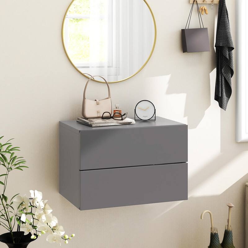 Costway 1/2 PCS Floating Nightstand with Drawer Storage Modern