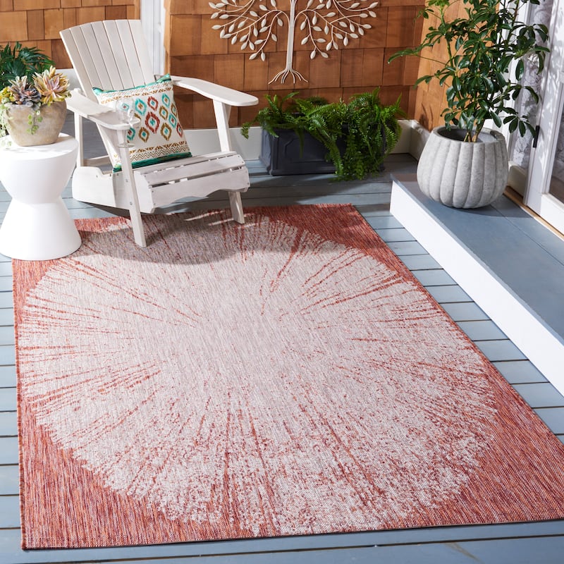SAFAVIEH Courtyard Sabaha Indoor/Outdoor Waterproof Patio Backyard Rug - 5'3" x 7'7" - Beige/Red