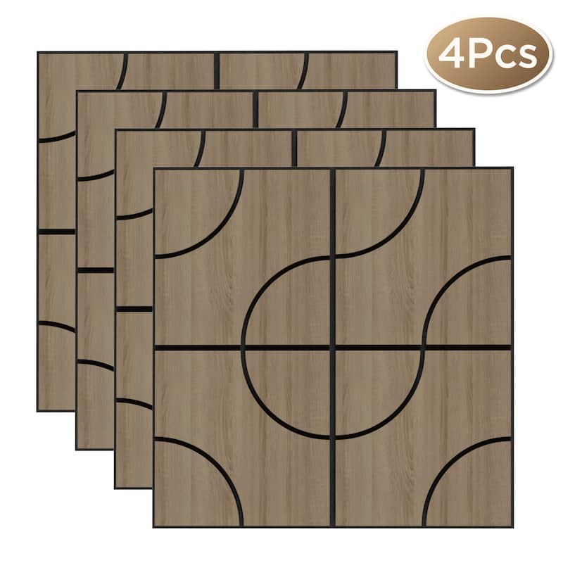 23.6" x 23.6" Wood Acoustic Wall Panels for Ceiling and Wall Decor, 4-Pack (15 sq ft)