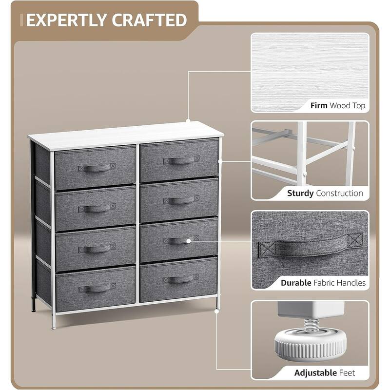 Modern Fabric and Metal 8-cubby Storage Tower
