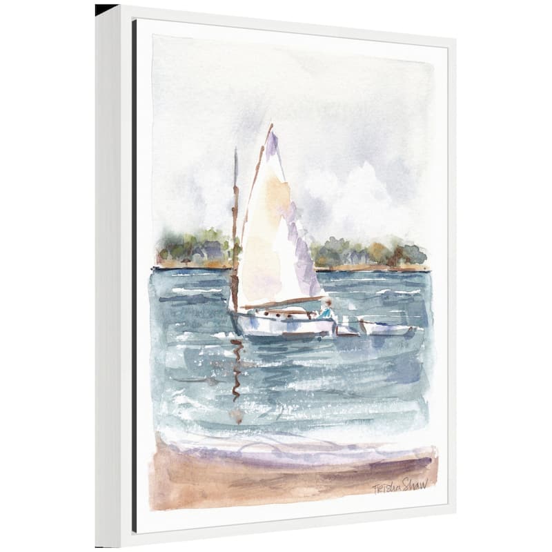Kate and Laurel Sylvie 2 Maryanne Welch Chatham Fog Sailboat Framed Canvas by Patricia Shaw - 18x24