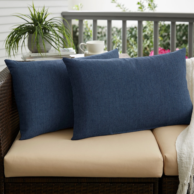 Sunbrella Spectrum Indigo Indoor/Outdoor Knife Edge Pillow (Set of 2) - 16 in H x 26 in W
