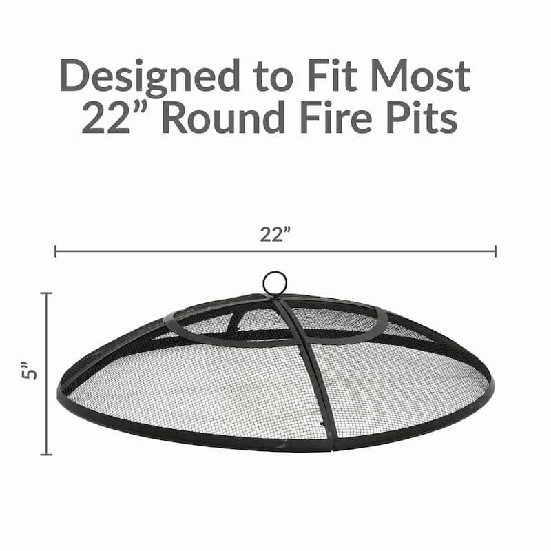 Sunnydaze Round Outdoor Fire Pit Spark Screen - 22" Diameter