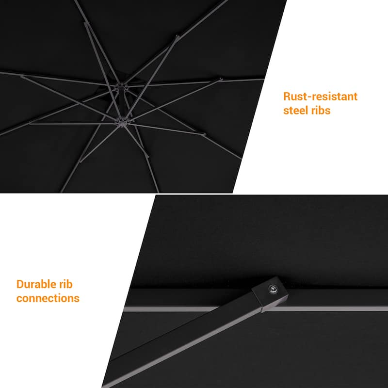 LIVOOSUN 10ft Patio Offset Umbrellas,Hanging Market Patio Umbrella