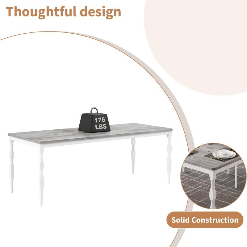 Dining Room Table 6, 70.9'' Mid Century Kitchen Table Furniture with Metal Frame Heavy Duty Legs