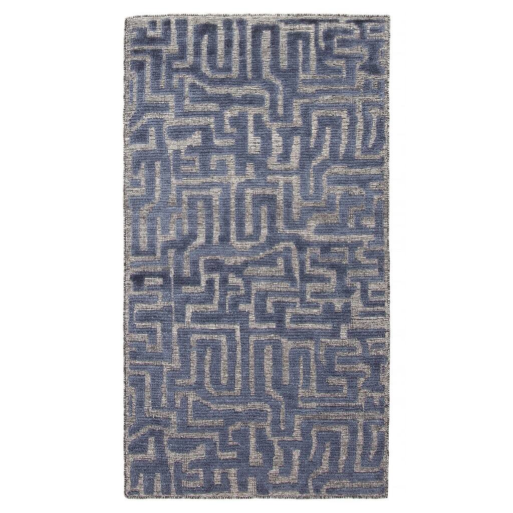 ECARPETGALLERY Hand-knotted Tangier Navy Wool Rug - 2'10 x 5'1