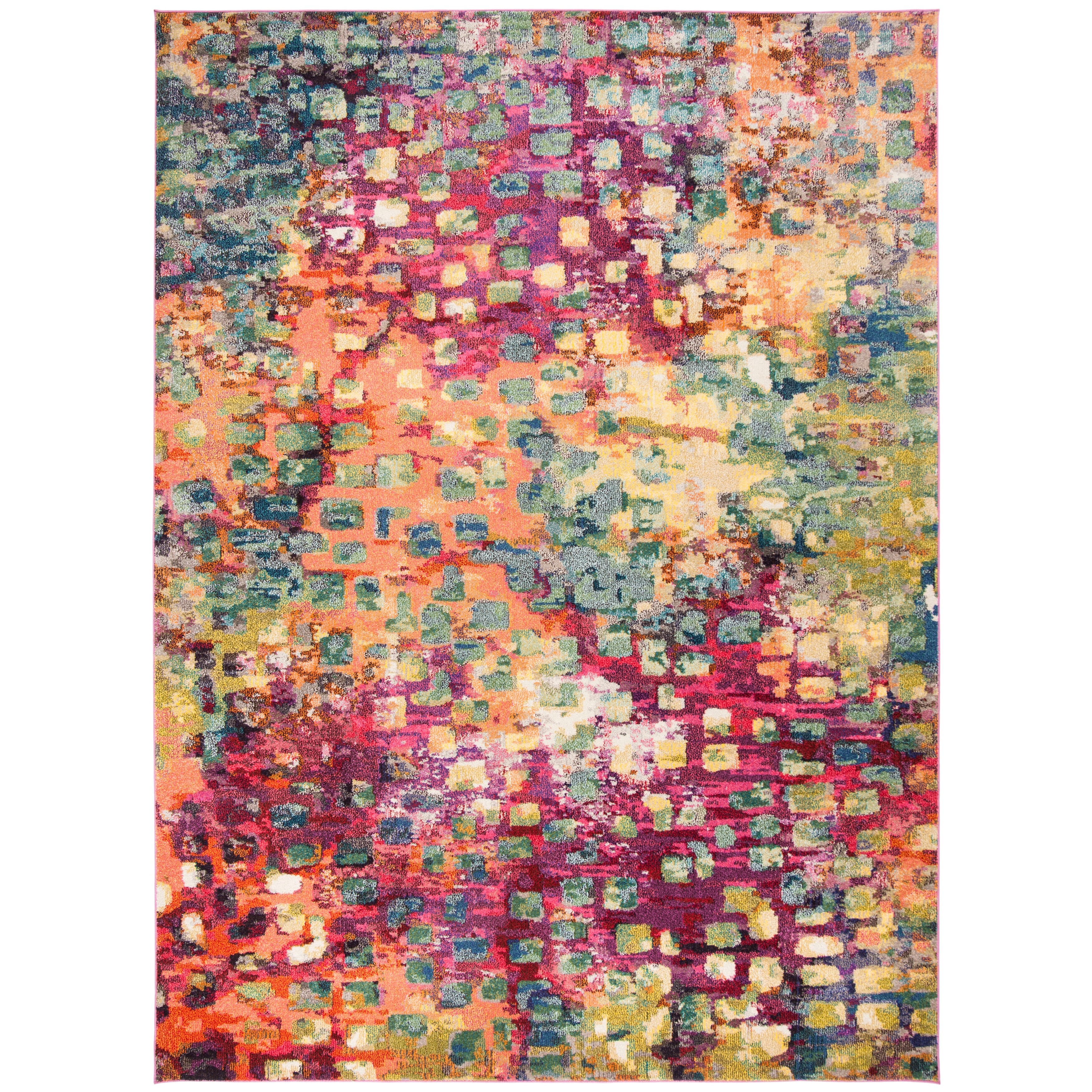 Safavieh Monaco Collection MNC225D Boho Chic Abstract Watercolor Non-Shedding Stain Resistant Living Room Bedroom Runner Multi Pink 2'2 x 14'