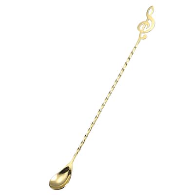 12-Inch Bar Spoon Cocktail Mixing Spoon with Note Spiral Pattern