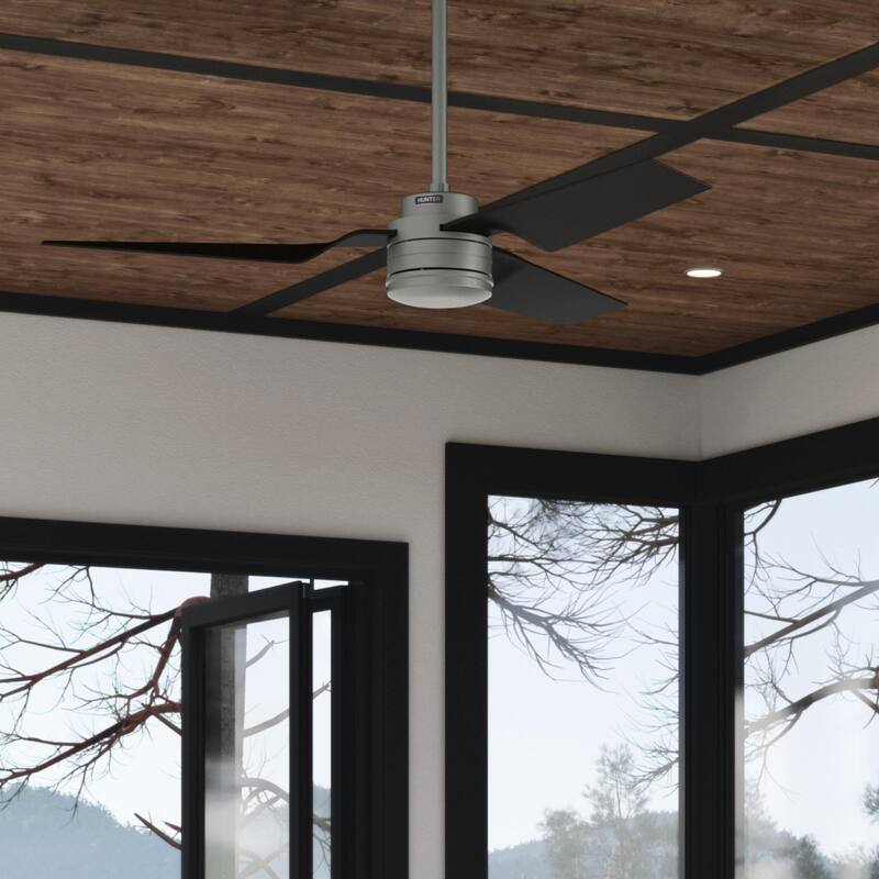 Hunter 52" Cabo Frio Outdoor Ceiling Fan with Wall Control - Modern Industrial - Damp Rated! - Antique Pewter