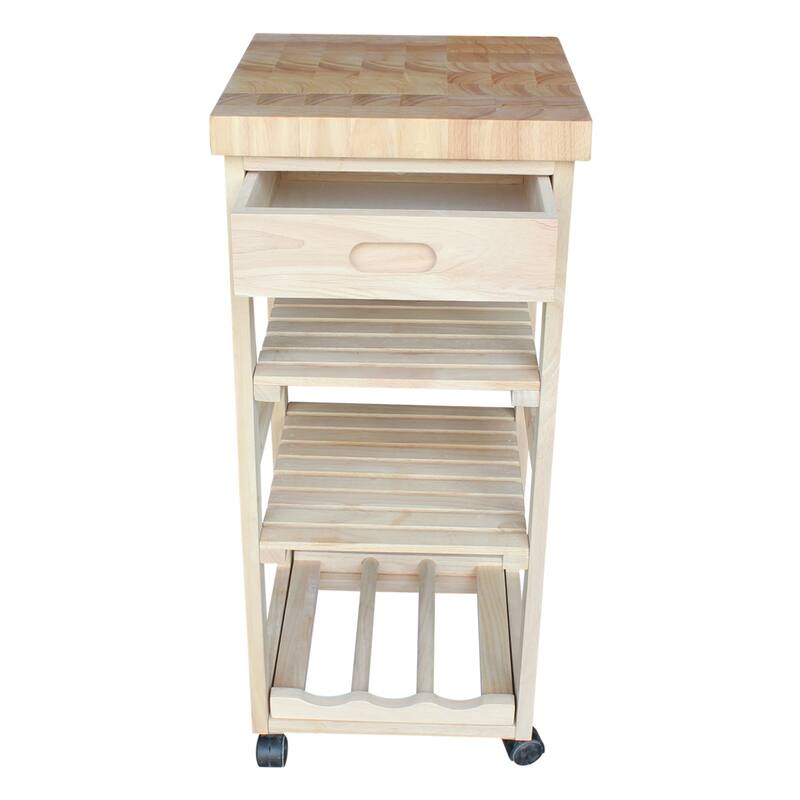 Porch & Den Estelle Unfinished Solid Parawood Kitchen Trolley