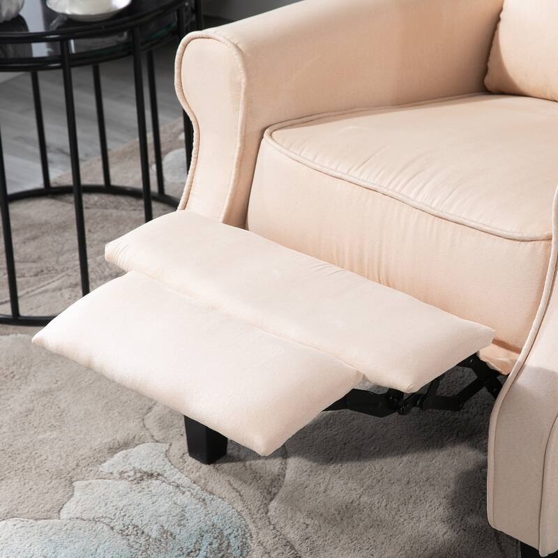 Linen Upholstered Recliner Sofa with Heat & Dual Massage Motors, Manual Reclining & Remote Control