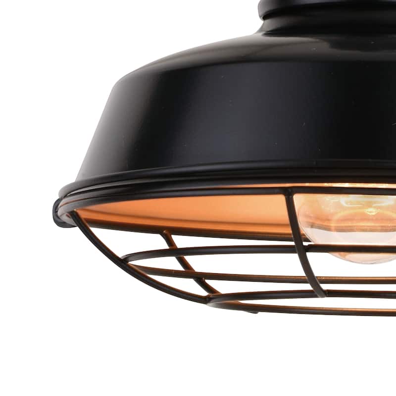 Dorado 1 Light Dusk to Dawn Bronze Industrial Outdoor Wall Barn Lantern with Metal Cage Cover - 9-in W x 10.25-in H x 13.75-in D
