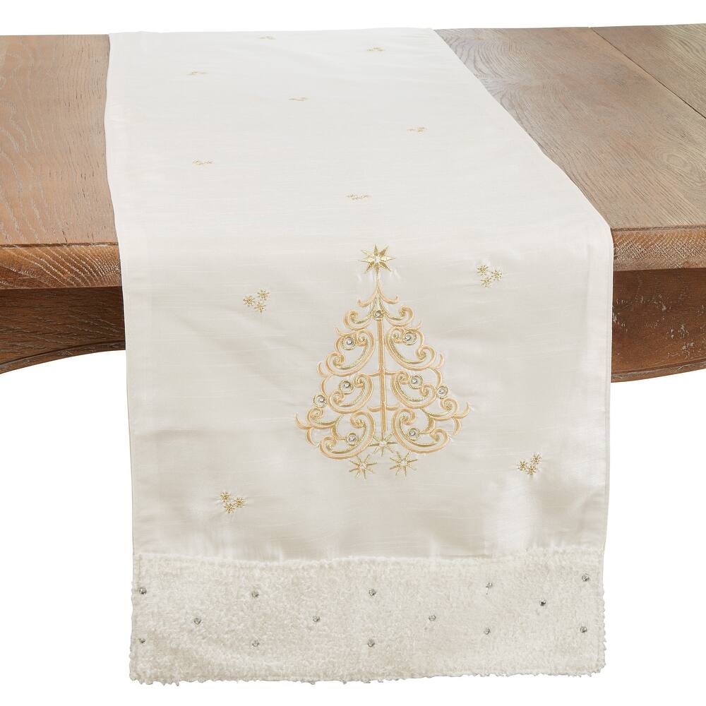 Festive Embroidered Christmas Tree Table Runner - 16"x72"