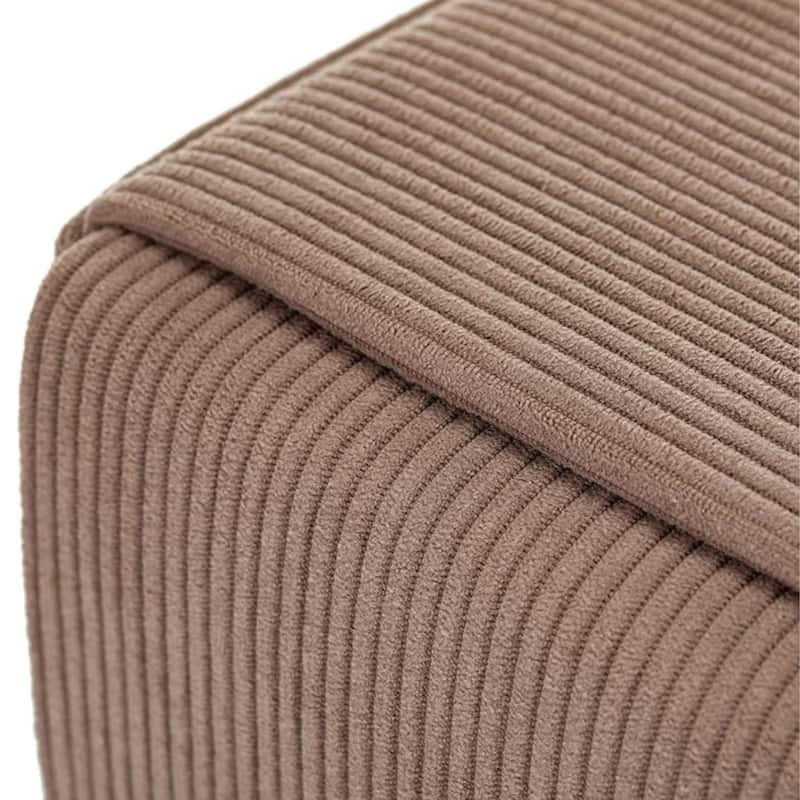 Esme Checker Weave Corduroy Accent Stool with Soft Fabric