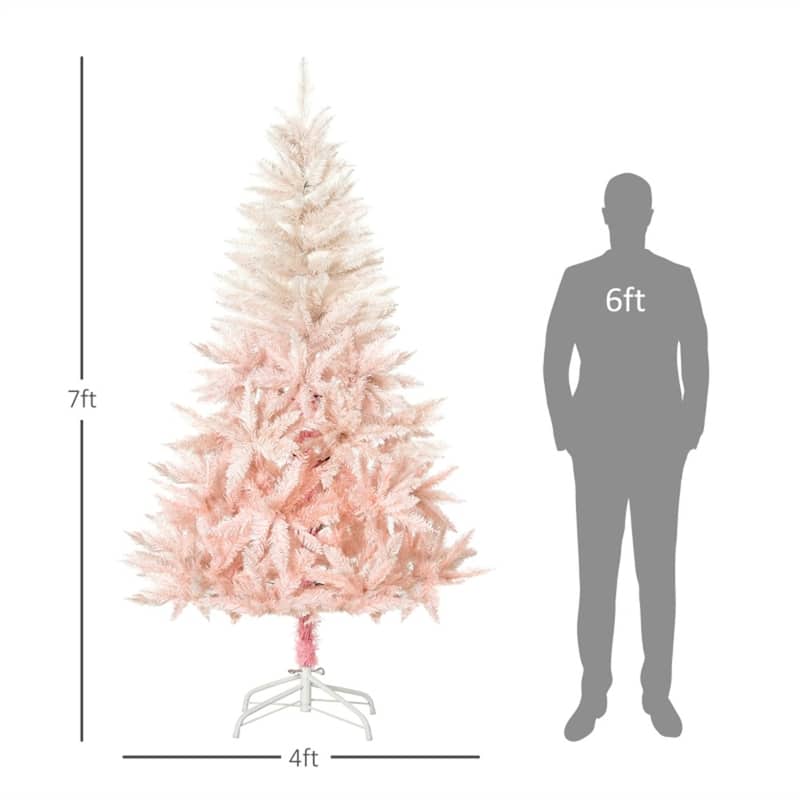 Pink PVC Metal Christmas Tree with White Tips and Foldable Stand