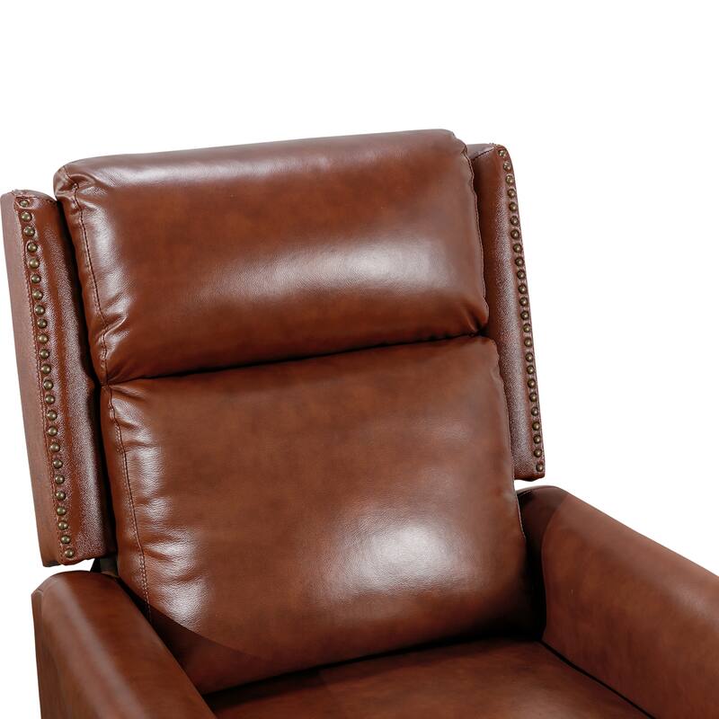 Genuine Leather Push Back Adjustable Recliner with Comfortable Arms for Living Room Chair
