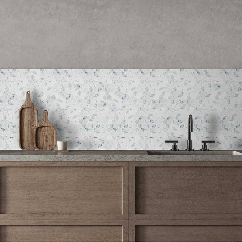 The Tile Life Eterna Hex 2x2 Glass Mosaic Floor, Backsplash & Wall Tile