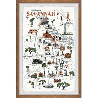 'Illustrated Map of the City of Savannah' Framed Painting Print - Bed Bath &amp; Beyond - 33068791