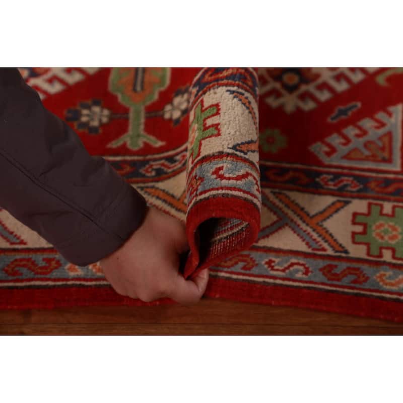 Red Kazak Foyer Rug Red Handmade Traditional Wool Carpet - 2'8"x 4'0"