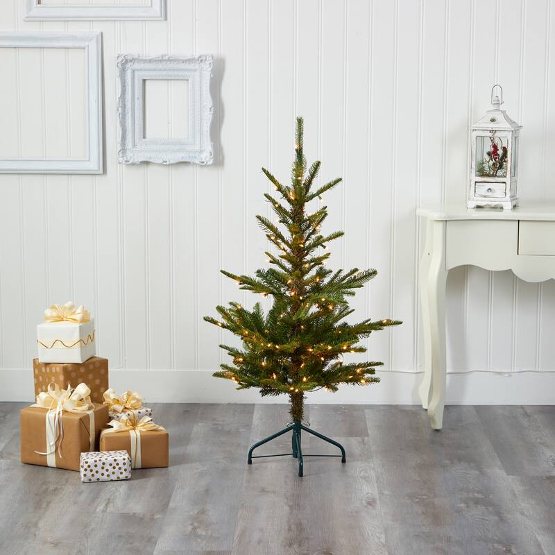 4’ Pre-Lit Washington Spruce Artificial Christmas Tree, Clear LED Lights - 4 Foot