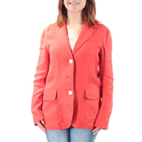 Shop Ralph Lauren Womens Orange Pocketed Suit Jacket Size 6