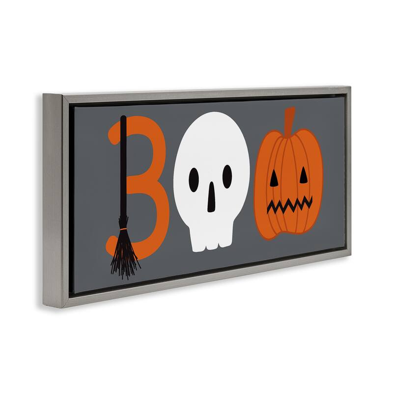 Stupell Boo Halloween Fun Typography Framed Floater Canvas Wall Art Design By Sazerelli Designs